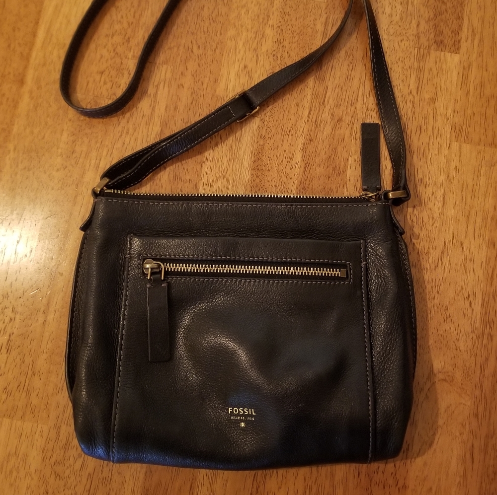 Fossil Black Leather Crossbody Bag